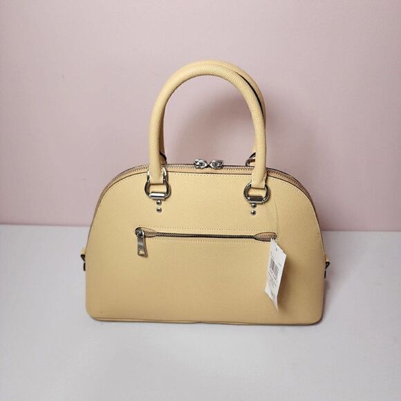 NWT COACH 2553 Katy Satchel Bag Crossgrain Leather Crossbody Silver/Vanilla - Picture 3 of 8